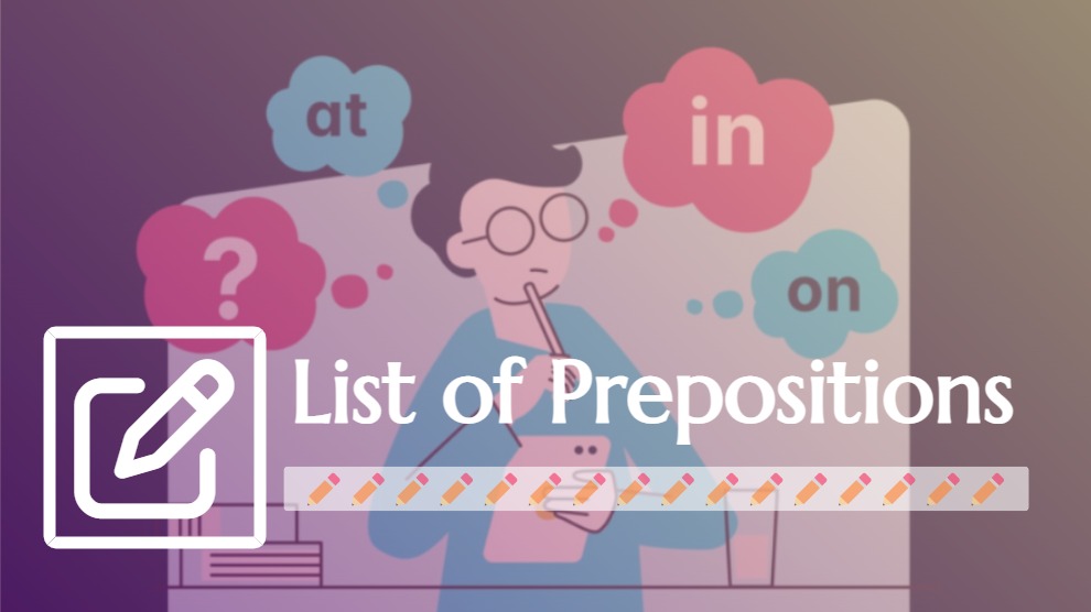 Common Prepositions List