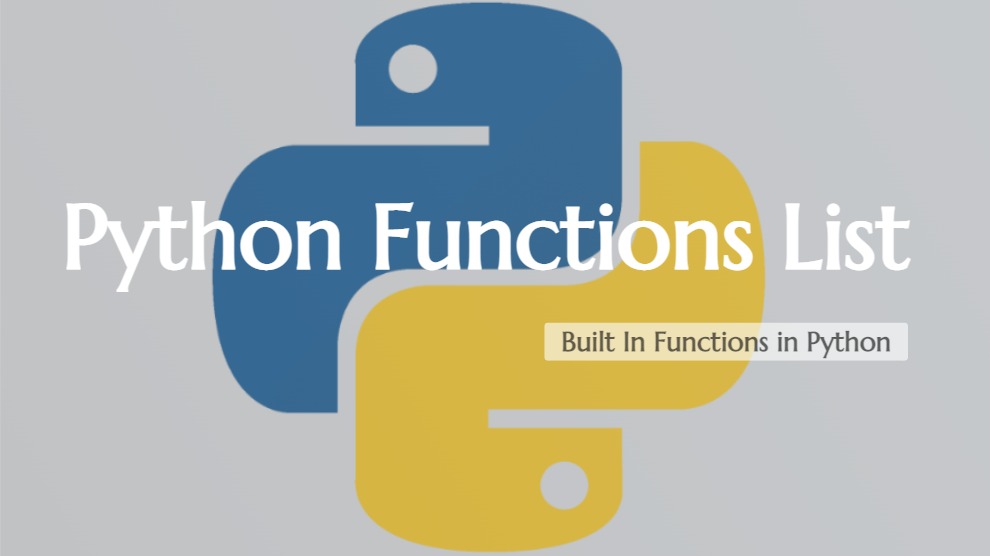 Python Functions List