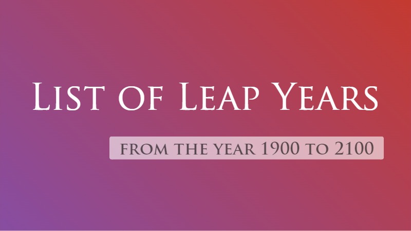 Leap Years List